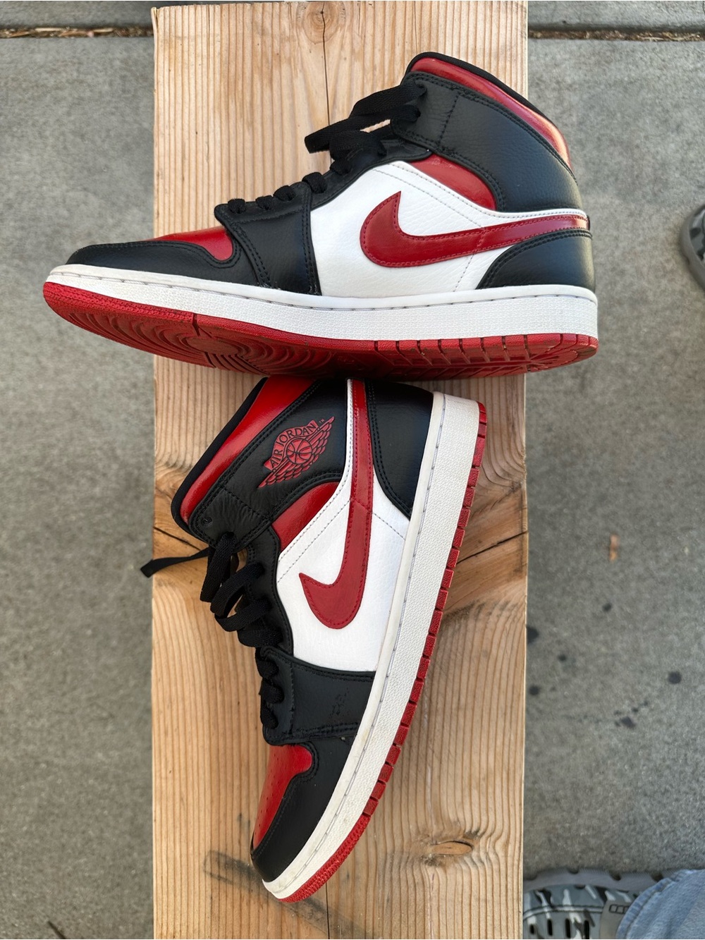 Nike Air Jordan 1 Mid - Black/White/Red great condition some red was painted on